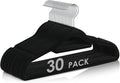 Velvet Hangers Non Slip Felt Hangers, 30 Pack Black Velvet Clothes Hangers Space Saving Slim with 360 Degree Swivel Hook for Suits Coats, Jackets, Pants, and Dress Clothes