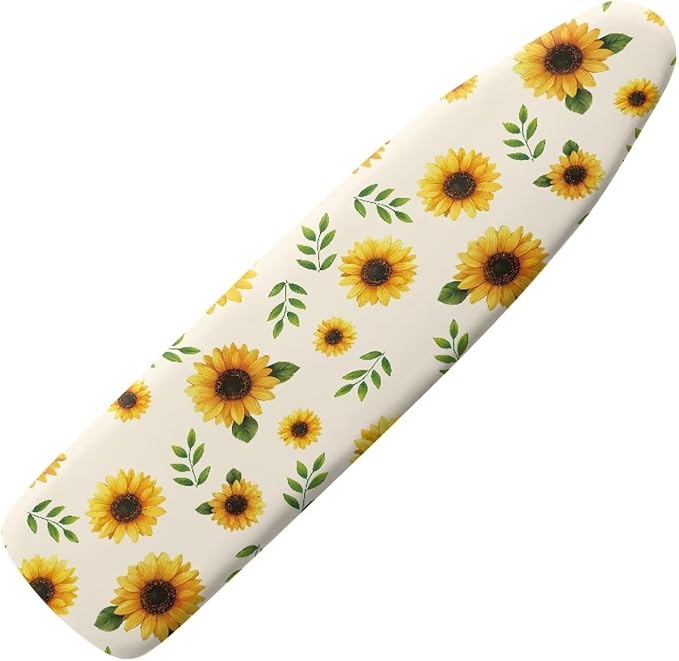 Sunflower Print Ironing Board Cover and Pad Heat Resistance & Resist Scorching Ironing Board Covers with Padding for Standard Size 15×54 Inch Ironing Board with Elastic Fastener Straps