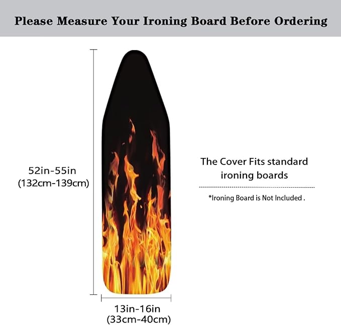 SEANATIVE Flame Print Flower Ironing Board Cover 15 x 54 inch, Elastic Edge Scorch Resistant Ironing Board Cover and Pad Protective Cloth