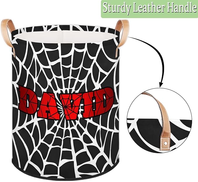 Spider Wed Personalized-Laundry-Hamper-Basket for Kids Custom Name Collapsible Storage Organizer Bin Dirty Clothes Toys Hamper for Boys Nursery in Laundry, Bedroom, Bathroom Hot Red