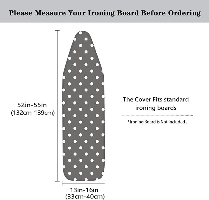 SEANATIVE Grey Polka Dot Ironing Board Cover and Pad Soft Stretchy Iron Pad Covers Home Decorative Ironing Board Replacement Covers