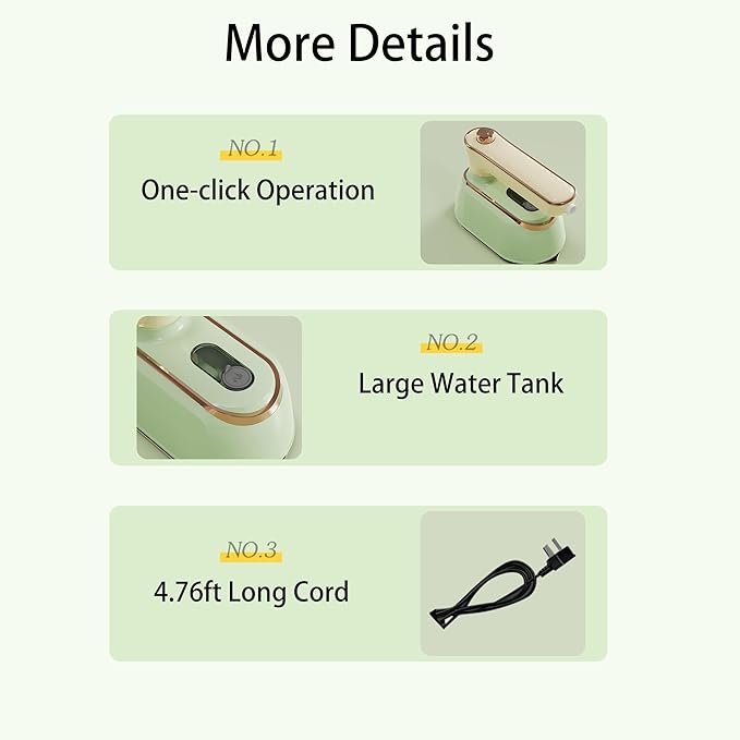Portable Travel Steamer for Clothes,800-1150w Foldable Clothes Steamer and Iron,Fast Heat Up,180° Rotatable Handle,Powerful Wrinkle Remover for Home & Travel,Large Ceramic Heat Panel