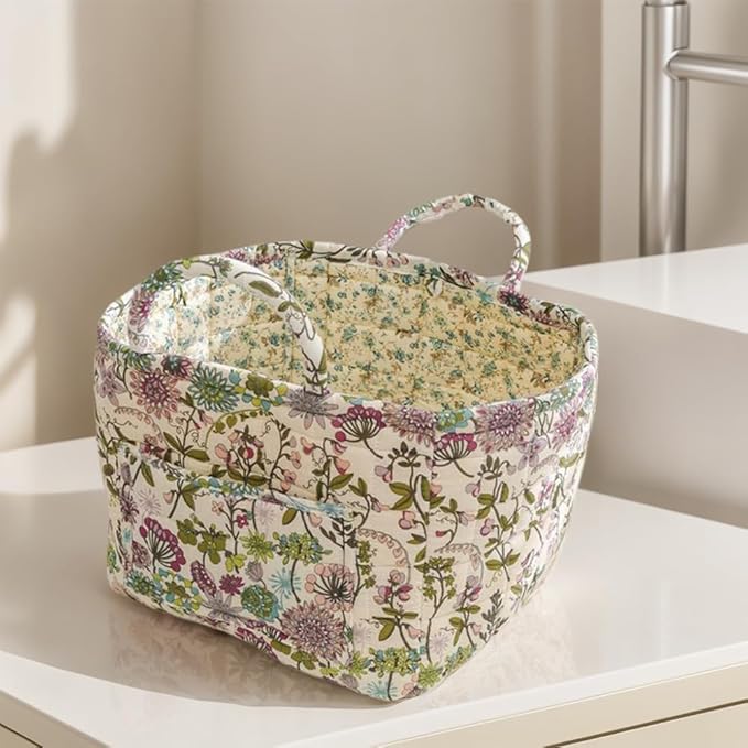 Floral Fabric Storage Basket Car Interior Storage Basket Underwear Sundries Laundry Baskets Supplies Home Organizer Bag (style 6)