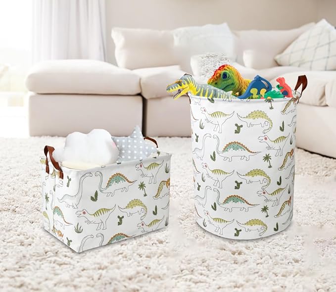 Dinosaur Laundry Hamper, laundry Basket, Waterproof Storage Bin for Bedroom, Clothes Organizer Basket, Room Decor(Light Dinosaur)