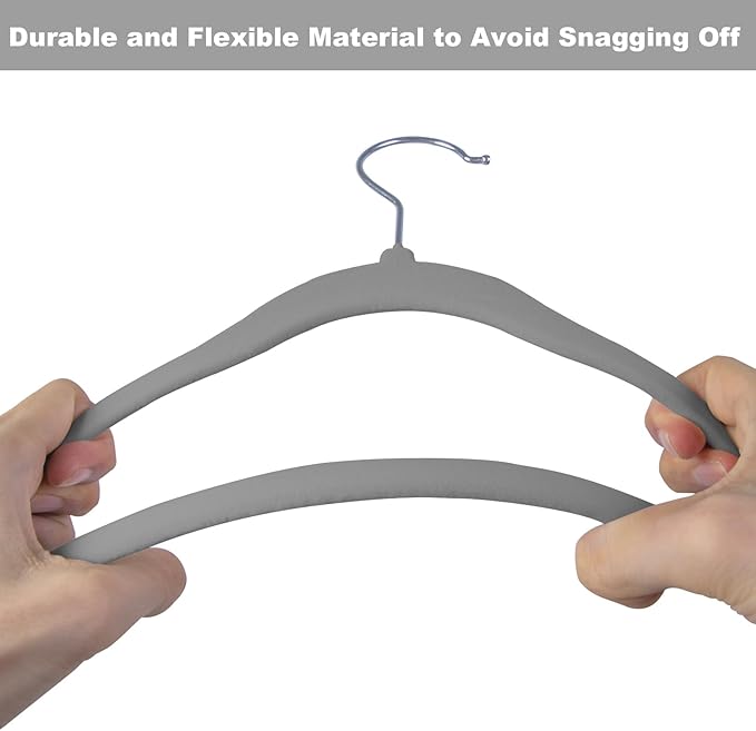 GoodtoU Kids Velvet Hangers 50 Pack, Non Slip Baby Hangers for Closet Children's Clothes Hangers Felt Clothes Hanger for Infant/Toddler (Grey 50Pack)