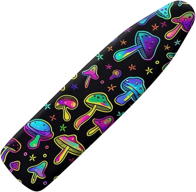 Flashideas Colored Mushroom Ironing Board Cover and Pad 15x54 Inch Standard Ironing Board Cover with Elastic Edge and Hook and Loop Fasteners Scorch and Stain Resistant Cotton