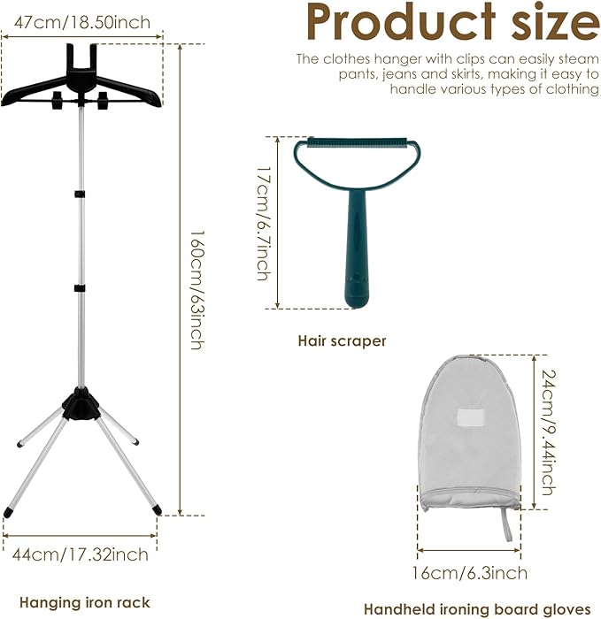 Steamer Stand for Clothes, Steamer Rack for Clothes, Steam Iron Stand, Height Adjustable Garment Steamer Rack, Handheld Garment Hanger for Steaming Clothes, Steamer Hanger Stand for Pants Jeans Skirt