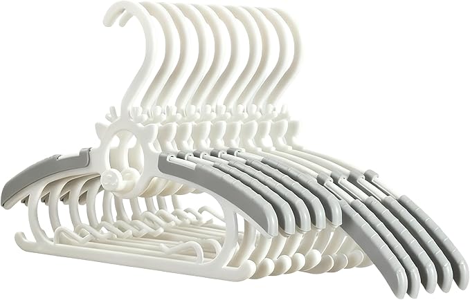 Baby Kids Clothes Hangers, 10 Pack Toddler Infant Nursery Childrens Hanger for Closet, Plastic Adjustable Stackable Hangers for Baby Clothes