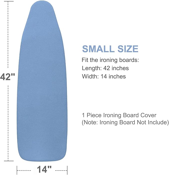 14x42 Inch Over-The-Door Ironing Board Cover with User-Friendly Design, Heavy-Duty Padding, Adjustable Elastic Drawstring and Fasteners - Replacement Iron Board Cover