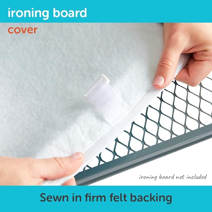 oliso Ironing Board Cover – 100% Cotton with Professional Felt Pad, Fits Standard 54" x 15" Boards – Secure Fit with Wide Elastic Edge & Adjustable Straps – Turquoise