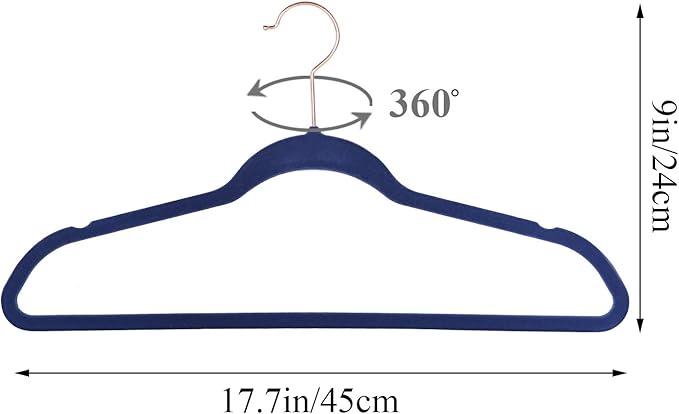 VECELO Premium Velvet Clothes Hangers Suit Heavy Duty (25 Pack)-Non Slip & Space-Saving with 6 Finger Clips & Tie Rack Excellent for Men and Women，Blue