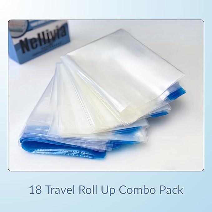 18 Pack Compression Bags for Travel, Roll Up Space Saver Bags for Clothes Storage, Compact Packing travel organizer for Luggage, Suitcase, Backpack, Vacuum Storage No Pump Needed