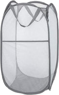 Mesh Pop Up Laundry Hamper, Collapsible Laundry Baskets, Foldable Clothes Hampers for Bathroom, College Dorm, Travel, Gray