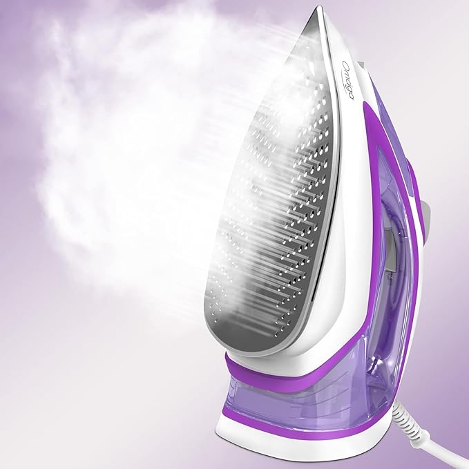 1750W Steam Iron for Clothes, Powerful Steam Iron with Rapid Heating & Ceramic Soleplate, Self-Cleaning, Auto Shut Off, Large Water Tank for Home Use