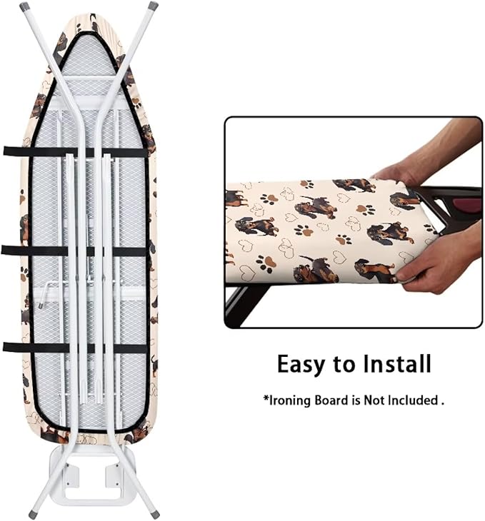 SEANATIVE Cute Dachshund Ironing Board Cover Stain Resistant Soft Stretchy Iron Pad Covers Protector Fits for Table Top Ironing Board