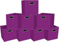 Fabric Cloth Storage Bins,Fabric Cube Organizer with Dual Handles Foldable Cube Storage Baskets for Home Bedroom Storage,Set of 8,(Purple)