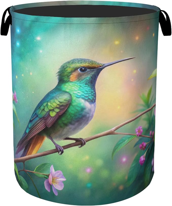 Hummingbird Laundry Basket - Heavy Duty 60L Laundry Hamper, Water Resistant Foldable Dirty Clothes Organizer for Men Women