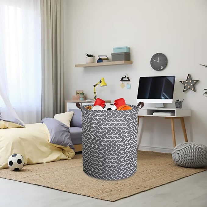 CLOCOR Large Round Storage Baskets,Collapsible Storage Bin, Dirty Laundry Hamper Baskets for Baby Boys and Girls, Office, Bedroom, Toys Nursery Kids Clothes Gift Basket(Arrowhead)