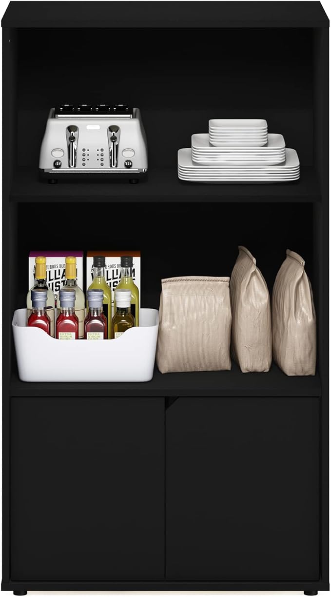 Furinno Jaya Kitchen Storage Shelf with Cabinet, Americano