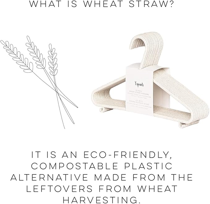 3 Sprouts Wheat Straw Plastic Hangers - 30-Pack Eco-Conscious Toddler Hangers for Child & Baby Clothes, Coats - Kid Closet Hanger Ideal for Small Girls, Boys, Children & - Speckled Green