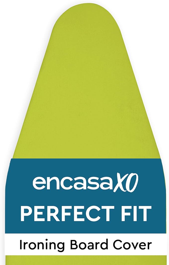 Encasa XO Ironing Board Cover and Pad 54"x15" - 4mm Felt Large Iron Board Cover with Padding - Heat Resistant, Stain-Safe Dye, Non Slip Elastic Bungee Cord Tightening Iron Table Cover Lime Green