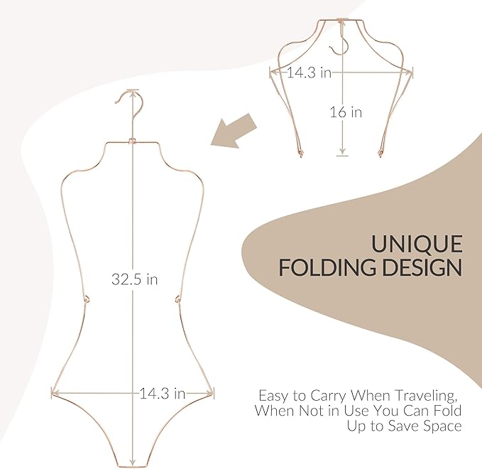 ZEDODIER Swimsuit Hanger, Lingerie Hanging Rack, Top Swivel Hook, Foldable Design