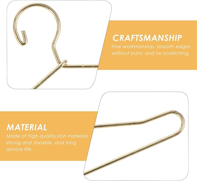 Coat Hanger 20 Pcs Doll Clothes Hangers Miniature Wire Hangers, Metal Hangers for Doll Dress Necklaces (6.5CM Golden) Clothes Hanger