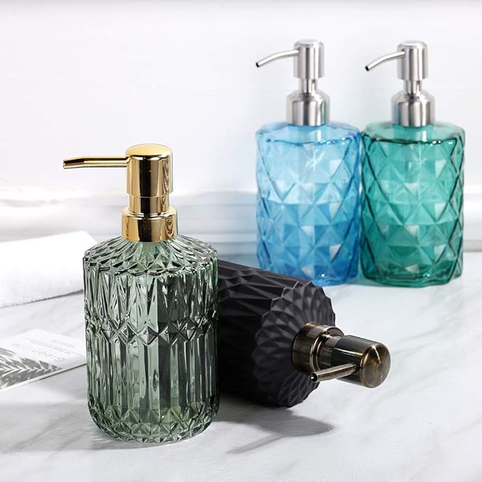Soap Dispenser with Pump, Refillable Liquid Hand Soap Dish Soap Dispensers for Bathroom Counter, Kitchen Sink (Green)
