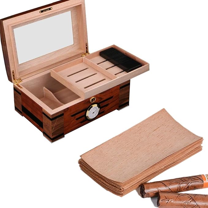 30PACK Cedar Sheets for Cigars Humidor,Spanish Cedar Wood Veneer Lumber Strip Chip, Cigar Companion Cigar Accessories for TubeJar/Box A Great Way to Divide or Light Up Cigars (30)…