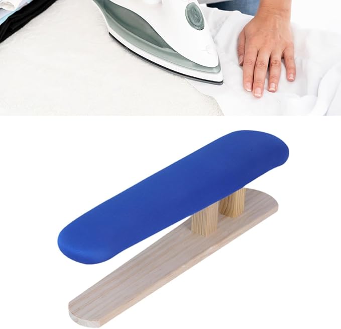 Mini Ironing Board with Wood Base Replacement Cover Ironing Stool Iron Board for Craft Rooms Household Collars Garments Cuffs, Blue 57cmx13cmx16cm