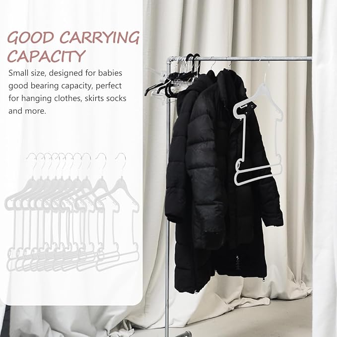 Alipis 10 Pcs Plastic Baby Outfit Hangers Set Lightweight Toddler Clothing Hanger for Newborn Swimsuits Clothes Organization