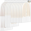 15 Pack Garment Bag with Zipper, Plastic Garment Bags for Hanging Clothes Dresses Clear Suit Cover Bags for Closet Storage Short Coats, Jackets, Shirts 24" x 40"/47"/55"