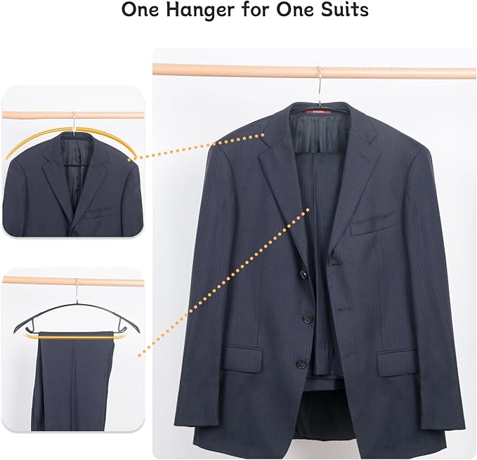 Nature Smile Non Slip PVC Coating Sweater Hangers,Dress Suit Coat Hangers,Wide Shoulder Bump Free Golf T Shirts Clothes Hangers (Black Color 10 Pack)