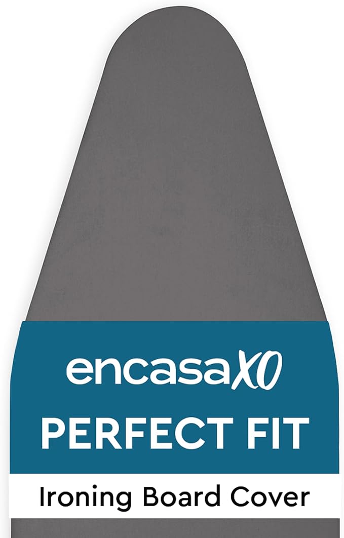 Encasa XO Mini Ironing Board Cover with Extra Thick Pad, Plain Colors, Elasticated, (Fits Standard Mini Boards of 28"x12") Heat Reflective - Grey