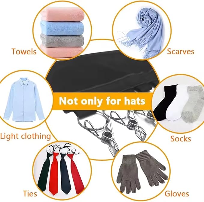Hat Organizer Holder Hat Rack for Baseball Caps for Hanger & Room Closet Display, 10 Hat Storage Clips for Hang Ball Caps Beanie, Foldable Store,Save Pace
