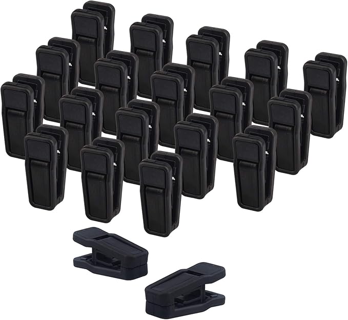 Premium Heavy Duty ABS Plastic Slim-line Hanger Set of Finger Clips for Velvet Hangers - 20 Pack (Black)