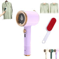 Portable Mini Ironing Machine, Handheld Garment Steamer, Mini Travel Steamer, Travel Steamer for Clothes Fabric Wrinkle Remover Dry Ironing (Purple)