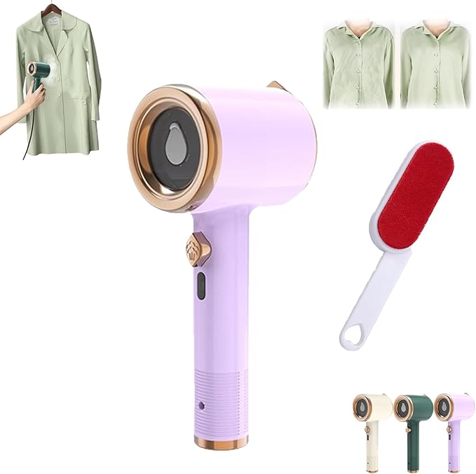 Portable Mini Ironing Machine, Handheld Garment Steamer, Mini Travel Steamer, Travel Steamer for Clothes Fabric Wrinkle Remover Dry Ironing (Purple)