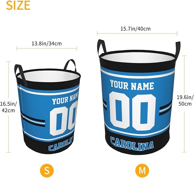 Custom Carolina Laundry Hamper Personalized Laundry Basket Customized Name And Number Collapsible Storage Basket for Bedroom Bathroom Living Room Gifts