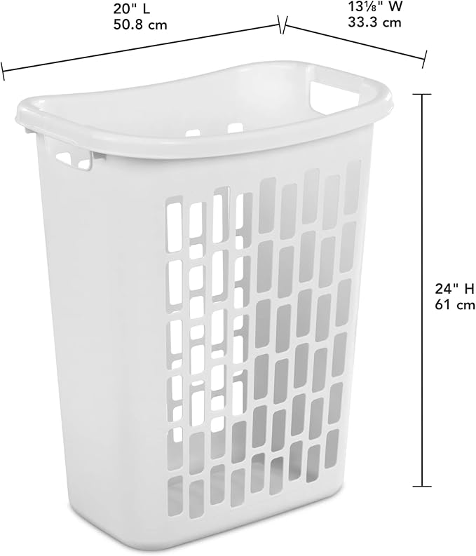 Rectangular Open Plastic Laundry Basket, Suitable for Small Spaces, White