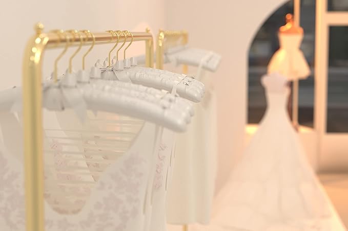 Hangerworld White 17inch Satin Padded Top Garment Wedding Clothes Coat Hangers with Buttons