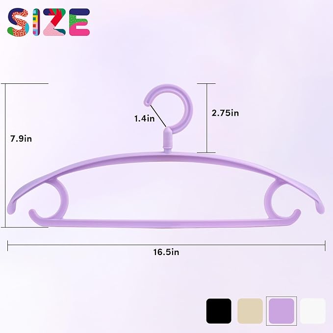 DEDU Plastic Clothes Hangers 20 Pack, Extra Thick Wide Shoulder Coat Hangers with 360° Swivel Hook Non Slip, Sweater Hangers Suit Hanger for Suits, Sweater, Dresses, Pants (Purple)