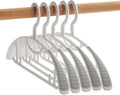 Non-Slip Hangers, Heavy Duty, Durable, Plastic Hanger with Rubber and Horizontal Bar for Closet, Coats, Pants, Shirts, White (20 Pack 16.3 inch)