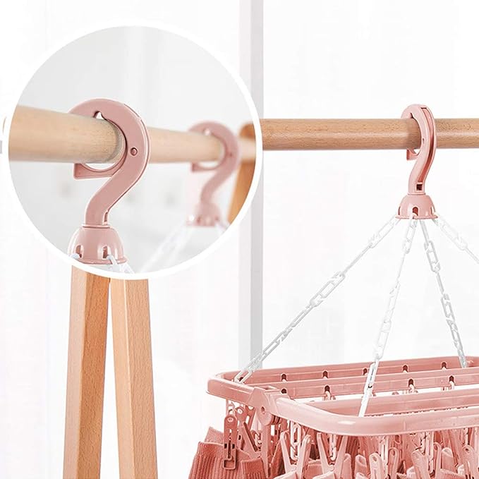 Foldable Clothes Drying Hanger with 32 Clips, Clip and Drip Hangers Clothes Drying Rack, Underwear Hangers for Drying, Laundry Clothes Hanger for Drying Socks Lingerie Baby Clothes Towels Bras Hat