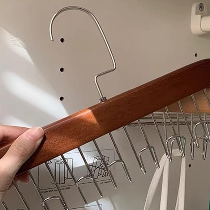 Hanger Hooks, Multi Hook Hanger Stainless Steel Closet Organization Multi Hanger with 8 Hooks Hangers Space Saver Hangers for Clothes Bra Storage (Dark Brown)