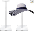 Acrylic Hat Stand and Wig Display Rack, 2pcs 17" Clear Hat Stands for Display, Adjustable Height Hat Holder, Square Barbell Base Display, Hat Rack Stand for Display Jewelry Watch Helmets