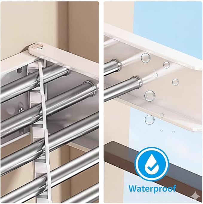 Wall Mounted Drying Rack for Laundry 31.5” Retractable Clothes Dryer Racks with 60 lb Capacity, Heavy Duty Clothing Drying Rack Foldable Space-Saving Design for Indoor & Outdoor
