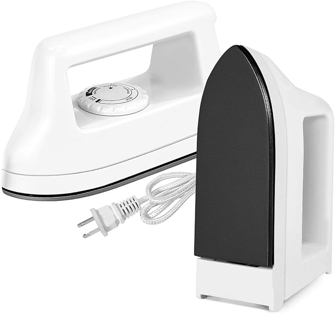 Mini Iron for Crafts and Travel - Electric Heat Press Machine for Quilting and Sewing (White) - 6.49 x 3.74 x 2.6 Inches