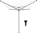 Brabantia Topspinner Outdoor 4 Arm Spinning Clothesline (164 ft/Ø 1.8") Rotating, Folding Clothes Drying Rack + Concrete Ground Tube (Gray)