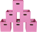 Fabric storage bins Cubes, Fabric Cube Organizer with Handle, Foldable Cube Bins for Cloth or Accessary Storage, 11x11x11, Set of 6, (Pink)